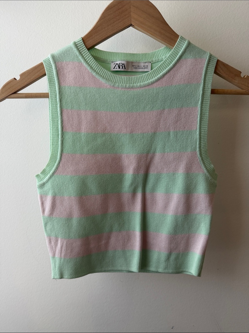 Zara Kids Mint & Pink Striped Sleeveless Knit Tank